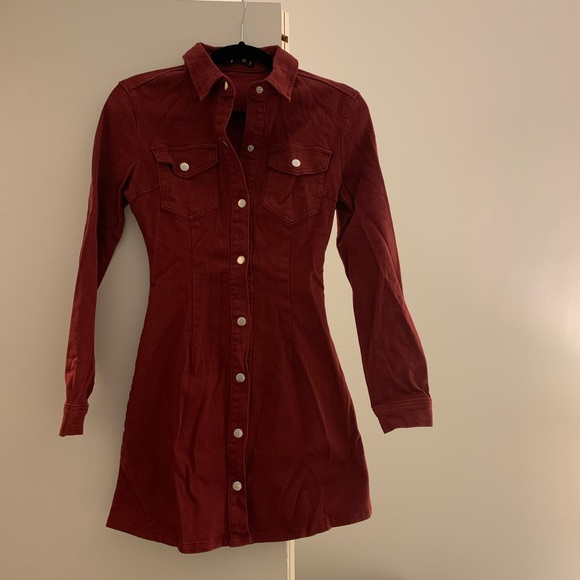 Missguided Button Front Red Denim Dress [NWT] - Picture 2 of 3